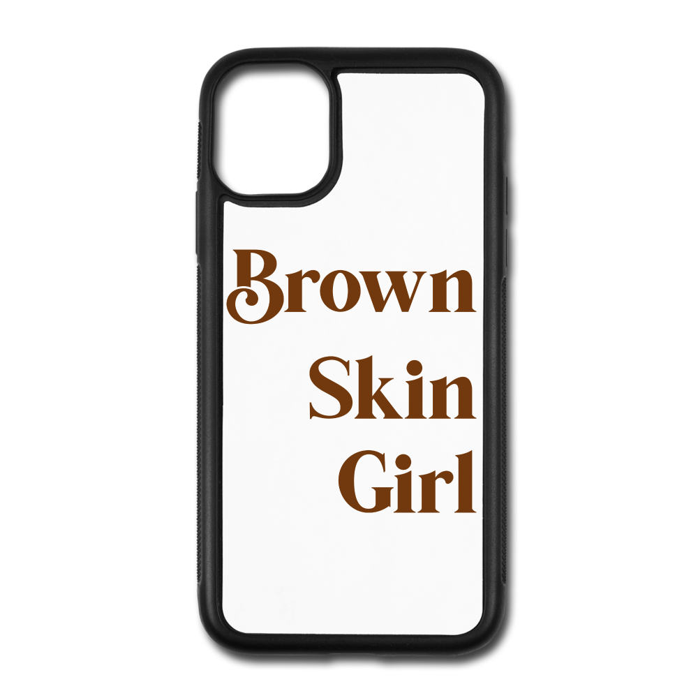 Brown skin Girl iPhone 11 Case - white/black